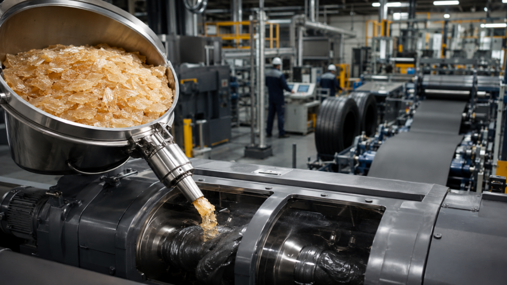 Slack wax used as an industrial process aid in rubber manufacturing